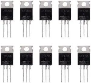 IRF520N MOSFET Transistors IRF520N 9.7 A 100 V N-Channel Power MOSFET TO-220AB (Pack of 10) IRF520N MOSFET Transistors IRF520N 9.7 A 100 V N-Channel Power MOSFET TO-220AB (Pack of 10)