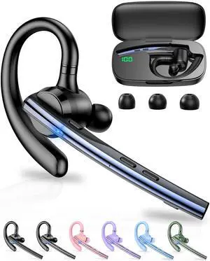 Bluetooth Headset V5.1 72H Talk Time Dual Mic with Mute Button for Business, Wireless Hand-Free Bluetooth Earpiece with 500mAh Charging Case for Cell Phone Calls Trucker Driver Laptop Bluetooth Headset V5.1 72H Talk Time Dual Mic with Mute Button for Business, Wireless Hand-Free Bluetooth Earpiece with 500mAh Charging Case for Cell Phone Calls Trucker Driver Laptop