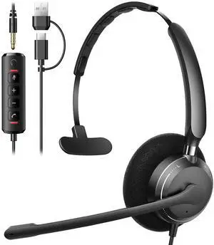 USB Headset with Microphone for PC, Computer Headset with Microphone Noise Canceling Mic for Laptop Call Center Wired Headset with Mic for Work Zoom Skype Teams from Office Home USB Headset with Microphone for PC, Computer Headset with Microphone Noise Canceling Mic for Laptop Call Center Wired Headset with Mic for Work Zoom Skype Teams from Office Home