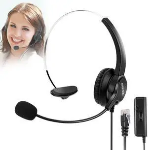 Hands-Free Call Center Noise Cancelling Corded Monaural Headset Headphone for Desk Telephone with 4-Pin RJ9 Crystal Head Hands-Free Call Center Noise Cancelling Corded Monaural Headset Headphone for Desk Telephone with 4-Pin RJ9 Crystal Head