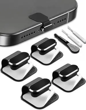 Anti-Lost USB-C Dust Plug Cover for iPhone 17/16/15 Plus/Pro/Max, Samsung Galaxy, Pixel, Anti-Lost Type-C Port Protector with Cleaning Brush, Midnight Black, 4 Pack Anti-Lost USB-C Dust Plug Cover for iPhone 17/16/15 Plus/Pro/Max, Samsung Galaxy, Pixel, Anti-Lost Type-C Port Protector with Cleaning Brush, Midnight Black, 4 Pack