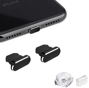 Metal Anti Dust Plug Compatible with iPhone 14 13 12 11 X XS XR 8 7 SE Mini Plus Pro Max iPad AirPods, 2 Pack Lightning Charging Port Cover Protectors with Plug Holder and Storage Box (Black) Metal Anti Dust Plug Compatible with iPhone 14 13 12 11 X XS XR 8 7 SE Mini Plus Pro Max iPad AirPods, 2 Pack Lightning Charging Port Cover Protectors with Plug Holder and Storage Box (Black)