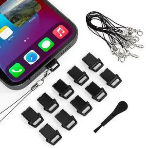 10PCS iPhone Lightning Anti Dust Plug Charging Port Dust Cover for iPhone 14/14 Pro Max, 13/13 Pro Max, 12 Pro Max, 11 Pro, X, XS, XR, 8, 7 iPad AirPods with Easy Grip Tab, Lanyard & Cleaning Brush 10PCS iPhone Lightning Anti Dust Plug Charging Port Dust Cover for iPhone 14/14 Pro Max, 13/13 Pro Max, 12 Pro Max, 11 Pro, X, XS, XR, 8, 7 iPad AirPods with Easy Grip Tab, Lanyard & Cleaning Brush