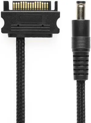 CRJ 15-Pin SATA to 12V DC Plug Adapter Cable - 12-inch (30cm), Black Sleeved - Electronics 12V 5.5mm x 2.1mm Barrel Plug Power Adapter from an ATX Power Supply 15-Pin SATA Power Connection CRJ 15-Pin SATA to 12V DC Plug Adapter Cable - 12-inch (30cm), Black Sleeved - Electronics 12V 5.5mm x 2.1mm Barrel Plug Power Adapter from an ATX Power Supply 15-Pin SATA Power Connection