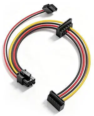 18AWG 6 Pin to SATA Power Cable,5V/3A SATA Power Y Splitter,ATX 6 Pin to Dual SATA 15 Pin Female with Slimline Optical Drive Port, Upgrade Cable for SSD HDD DVD Drive.(50CM) 18AWG 6 Pin to SATA Power Cable,5V/3A SATA Power Y Splitter,ATX 6 Pin to Dual SATA 15 Pin Female with Slimline Optical Drive Port, Upgrade Cable for SSD HDD DVD Drive.(50CM)