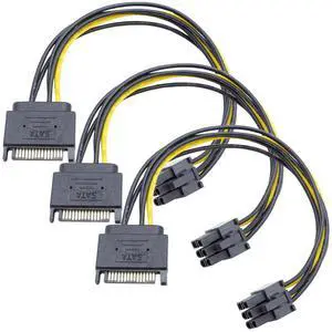 6-pin to SATA Power Cable (3-Pack) SATA 15-pin to 6-pin PCI Express (PCIe) Graphics Card Power Adapter (22 cm / 8.66 in) 6-pin to SATA Power Cable (3-Pack) SATA 15-pin to 6-pin PCI Express (PCIe) Graphics Card Power Adapter (22 cm / 8.66 in)