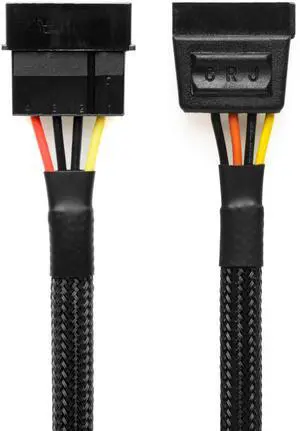 4-Pin Molex to 15-Pin SATA Power Adapter Cable - 12-inch (30cm), Black Sleeved - Power SATA Hard Drives, SSDs from a 4-Pin Peripheral Molex Power Supply Connector 4-Pin Molex to 15-Pin SATA Power Adapter Cable - 12-inch (30cm), Black Sleeved - Power SATA Hard Drives, SSDs from a 4-Pin Peripheral Molex Power Supply Connector