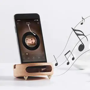 Wooden Phone Dock - Sound Amplifier & Holder, Compatible with Smartphone, Mini Pad - Beech Wooden Phone Dock - Sound Amplifier & Holder, Compatible with Smartphone, Mini Pad - Beech