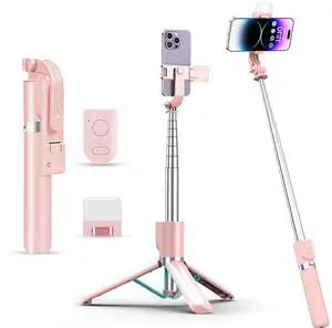 Selfie Stick with Rechargable Remote & Light (1PC), Tripod for iPhone, Cell Phone Stand for Video Recording, Portable Travel Essentials Smartphone Mount Holder, Extendable Vlogging Filming Accessories Selfie Stick with Rechargable Remote & Light (1PC), Tripod for iPhone, Cell Phone Stand for Video Recording, Portable Travel Essentials Smartphone Mount Holder, Extendable Vlogging Filming Accessories