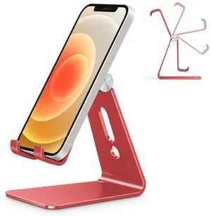 Adjustable Cell Phone Stand, C2 Aluminum Desktop Phone Holder Dock Compatible with iPhone 15 14 13 Xs XR 8 Plus 7 6, Samsung Galaxy, Google Pixel, Android Phones, Red Adjustable Cell Phone Stand, C2 Aluminum Desktop Phone Holder Dock Compatible with iPhone 15 14 13 Xs XR 8 Plus 7 6, Samsung Galaxy, Google Pixel, Android Phones, Red