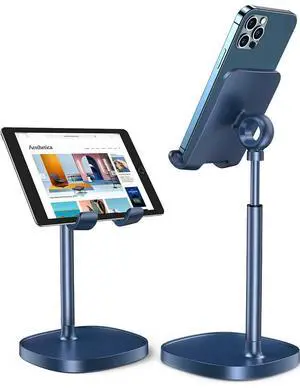 Cell Phone Stand,Angle Height Adjustable Stable Cell Phone Stand for Desk,Sturdy Aluminum Metal Phone Holder (Blue) Cell Phone Stand,Angle Height Adjustable Stable Cell Phone Stand for Desk,Sturdy Aluminum Metal Phone Holder (Blue)