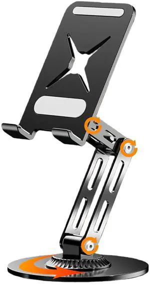 All-Metal Cell Phone Stand 360° Rotatable & Height Adjustable - 25KG Super Load-Bearing, Foldable Desk Stand for Phone, Compatible with iPhone 17/16/15/14 (Black) All-Metal Cell Phone Stand 360° Rotatable & Height Adjustable - 25KG Super Load-Bearing, Foldable Desk Stand for Phone, Compatible with iPhone 17/16/15/14 (Black)