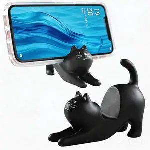 Phone Holder Stand for Desk, Cute Cell Phone Mount for Office Tablet Accessories Gifts, Cool Desktop Decor Gadgets to Support Your Cellphone for Men Women Boys Girls - Black Cat Kawaii Phone Holder Stand for Desk, Cute Cell Phone Mount for Office Tablet Accessories Gifts, Cool Desktop Decor Gadgets to Support Your Cellphone for Men Women Boys Girls - Black Cat Kawaii