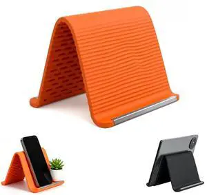 Silicone Phone Stand with Aluminum, Flexible Foldable Phone Holder, Bendable Adjustable Anti-Slip Desktop Stand for Phone Tablet Laptop, Portable Rollable Multi-Angle Stand for Home (Orange) Silicone Phone Stand with Aluminum, Flexible Foldable Phone Holder, Bendable Adjustable Anti-Slip Desktop Stand for Phone Tablet Laptop, Portable Rollable Multi-Angle Stand for Home (Orange)