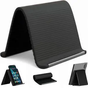 Silicone Phone Stand with Aluminum, Flexible Foldable Phone Holder, Bendable Adjustable Anti-Slip Desktop Stand for Phone Tablet Laptop, Portable Rollable Multi-Angle Stand for Travel (Black) Silicone Phone Stand with Aluminum, Flexible Foldable Phone Holder, Bendable Adjustable Anti-Slip Desktop Stand for Phone Tablet Laptop, Portable Rollable Multi-Angle Stand for Travel (Black)