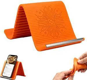 Portable Foldable Silicone Aluminum Phone Holder, Upgrade Flexible Silicone Phone Stand, Universal Adjustable Anti-Slip Desktop Mount for Home Office Travel (Orange) Portable Foldable Silicone Aluminum Phone Holder, Upgrade Flexible Silicone Phone Stand, Universal Adjustable Anti-Slip Desktop Mount for Home Office Travel (Orange)