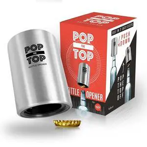 Pop-the-Top Beer Bottle Opener (Stainless): Automatic Bottle Cap Opener, Push Down Pop Off Bar Tool, Soda and Beer Cap Remover, Cool & Fun Gadget Pop-the-Top Beer Bottle Opener (Stainless): Automatic Bottle Cap Opener, Push Down Pop Off Bar Tool, Soda and Beer Cap Remover, Cool & Fun Gadget