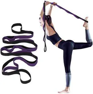 Yoga Strap for Stretching with 10 Loops Inelastic Soft Polyester Cotton Stretch Out Band for Exercise, Yoga, Pilates and Dance for Men and Women, Black Yoga Strap for Stretching with 10 Loops Inelastic Soft Polyester Cotton Stretch Out Band for Exercise, Yoga, Pilates and Dance for Men and Women, Black