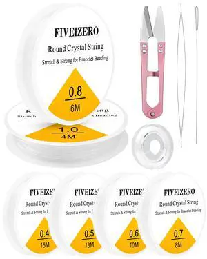 6 Rolls Elastic Bracelet String Cord, 0.4mm, 0.5mm, 0.6mm, 0.7mm, 0.8mm, 1mm Crystal Clear Stretchy Elastic Bead String for Bracelets, Jewelry Making and Clay Pony Seed Stone Beads Beading 6 Rolls Elastic Bracelet String Cord, 0.4mm, 0.5mm, 0.6mm, 0.7mm, 0.8mm, 1mm Crystal Clear Stretchy Elastic Bead String for Bracelets, Jewelry Making and Clay Pony Seed Stone Beads Beading