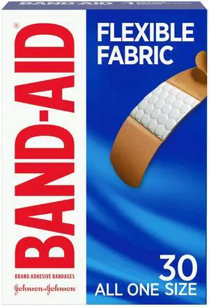 Brand Flexible Fabric Adhesive Bandages, Comfortable Flexible Protection & Wound Care of Minor Cuts & Scrapes, Quilt-Aid Technology to Cushion Painful Wounds, All One Size, 30 ct Brand Flexible Fabric Adhesive Bandages, Comfortable Flexible Protection & Wound Care of Minor Cuts & Scrapes, Quilt-Aid Technology to Cushion Painful Wounds, All One Size, 30 ct