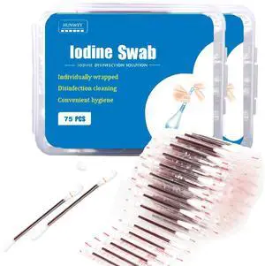 150 Individually Wrapped - lodine Cotton Swabs Solution Filled First Aid Swabsticks Wound Care, Piercing, Cleaning, Travel & Home Use 150 Individually Wrapped - lodine Cotton Swabs Solution Filled First Aid Swabsticks Wound Care, Piercing, Cleaning, Travel & Home Use