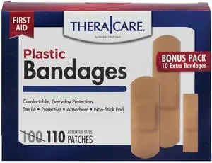 First Aid Plastic Bandages Assorted Sizes 110 Count First Aid Plastic Bandages Assorted Sizes 110 Count