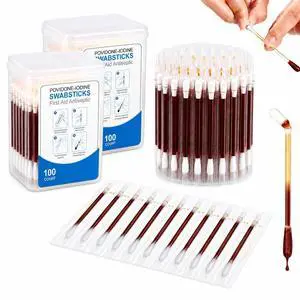 200 Count, Iodine Swabsticks, Sterile Povidone-Iodine Individually Wrapped Iodine Swabs, Snap Break First Aid Skin Prep Tools with PP Case for Minor Cuts Cleansing, Home Travel Camping 200 Count, Iodine Swabsticks, Sterile Povidone-Iodine Individually Wrapped Iodine Swabs, Snap Break First Aid Skin Prep Tools with PP Case for Minor Cuts Cleansing, Home Travel Camping