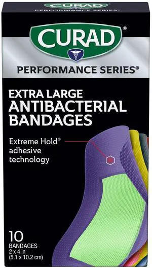 Performance Series® Extra Large Antibacterial Bandages, Box of 10 Performance Series® Extra Large Antibacterial Bandages, Box of 10