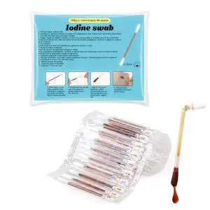 Disposable Iodine Swab,Medical Iodine Individually Wrapped,Iodine Swabsticks Iodine Cotton Swabs for Outdoor Medical Supplies,Wound Care and First Aid (Pack of 100) Disposable Iodine Swab,Medical Iodine Individually Wrapped,Iodine Swabsticks Iodine Cotton Swabs for Outdoor Medical Supplies,Wound Care and First Aid (Pack of 100)