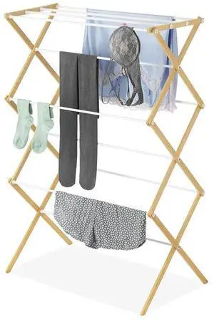 Foldable Clothes Drying Rack: 3 Tier Laundry Drying Rack, Collapsible Drying Rack Clothing, Portable Space Saving Clothing Rack for Indoor Outdoor, 17.0 L x 29.5 W x 43.5 H, Wood Foldable Clothes Drying Rack: 3 Tier Laundry Drying Rack, Collapsible Drying Rack Clothing, Portable Space Saving Clothing Rack for Indoor Outdoor, 17.0 L x 29.5 W x 43.5 H, Wood