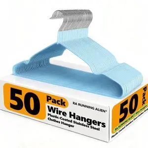 Clothes Hangers 50 Pack,Sturdy Thin Space Saving Blue Hangers,Non Slip Metal Wire Plastic Coat Hanger for Clothes Storage Home Improvement Clothes Hangers 50 Pack,Sturdy Thin Space Saving Blue Hangers,Non Slip Metal Wire Plastic Coat Hanger for Clothes Storage Home Improvement