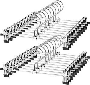 Pants Hangers with Clips, Heavy Duty 20 Pack, Adjustable Metal Skirt Hanger for Women Men Jeans Shorts Trousers Dorm Bedroom College Clothes Closet Organizers and Storage Pants Hangers with Clips, Heavy Duty 20 Pack, Adjustable Metal Skirt Hanger for Women Men Jeans Shorts Trousers Dorm Bedroom College Clothes Closet Organizers and Storage