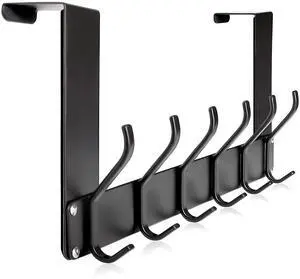Over The Door Hooks, No Assembly Required Door Hanger Hook, Sturdy Over The Door Coat Rack, Over Door Hanger Door Hooks for Hanging Clothes, Towels, Hats, Matte Black Over The Door Hooks, No Assembly Required Door Hanger Hook, Sturdy Over The Door Coat Rack, Over Door Hanger Door Hooks for Hanging Clothes, Towels, Hats, Matte Black