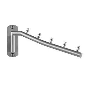 Folding Clothes Hanger Rack, Stainless Steel Swing Arm Hook Holder, Clothing Hanging System Drying Closet Storage Organizer Brushed Finished Wall Mount, SHR100-BN Folding Clothes Hanger Rack, Stainless Steel Swing Arm Hook Holder, Clothing Hanging System Drying Closet Storage Organizer Brushed Finished Wall Mount, SHR100-BN