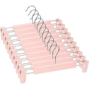 Pants Hangers with Clips, Skirt Hangers, 10 Pack, Pink Pants Hangers with Clips, Skirt Hangers, 10 Pack, Pink