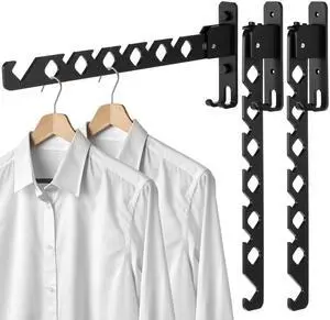 3 Pack Black Wall Mount Coat Hanger Holder, Retractable Folding Clothes Hanging Rack Aluminum Coat Hanger Wall Mount Clothes Drying Rack Space Saver for Laundry Room Bedroom Indoor 3 Pack Black Wall Mount Coat Hanger Holder, Retractable Folding Clothes Hanging Rack Aluminum Coat Hanger Wall Mount Clothes Drying Rack Space Saver for Laundry Room Bedroom Indoor