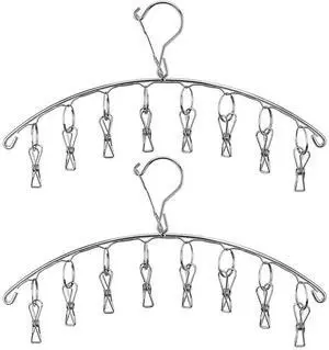 Stainless Steel Laundry Drying Rack Clothes Hanger with Windproof Hook,Underwear Hanger,Clothes Hangers with 8 Clips for Drying Socks,Diapers,Baby Clothes(2 Pack) Stainless Steel Laundry Drying Rack Clothes Hanger with Windproof Hook,Underwear Hanger,Clothes Hangers with 8 Clips for Drying Socks,Diapers,Baby Clothes(2 Pack)