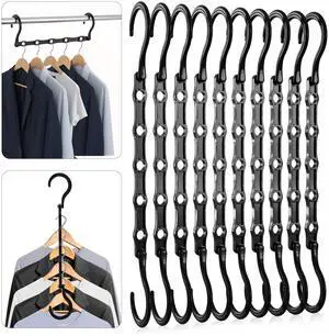 Saving Hangers for Clothes (Pack of 10) - Storage Saving Hanger for Dorm - Magic Hanger Clothing Organizer for Closet - Durable ABS Plastic Collapsible Hangers for Clothes (Black) Saving Hangers for Clothes (Pack of 10) - Storage Saving Hanger for Dorm - Magic Hanger Clothing Organizer for Closet - Durable ABS Plastic Collapsible Hangers for Clothes (Black)