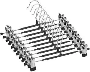 10 Pack Pants Hangers with Clips,Skirt Hangers Space Saving, Heavy-Duty Pant Hangers Metal Clothes Hanger for Closet, Black 10 Pack Pants Hangers with Clips,Skirt Hangers Space Saving, Heavy-Duty Pant Hangers Metal Clothes Hanger for Closet, Black