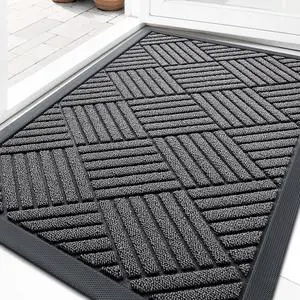 Front Door Mat Outside Entrance 29.5x17, Absorbent, Heavy Duty Sturdy Natural Rubber Doormat Indoor Outdoor, Stain and Fade Resistant, Non-Slip Low Profile Floor Mat for Entryway, Grey Diamond Front Door Mat Outside Entrance 29.5x17, Absorbent, Heavy Duty Sturdy Natural Rubber Doormat Indoor Outdoor, Stain and Fade Resistant, Non-Slip Low Profile Floor Mat for Entryway, Grey Diamond