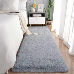 Soft Runner Rugs for Bedroom Living Room Plush Fluffy Rug 2x6 Feet, Shag Furry Area Rug Carpet Non Shedding for Nursery Children Kids Girls Room Home Decorative, Grey Soft Runner Rugs for Bedroom Living Room Plush Fluffy Rug 2x6 Feet, Shag Furry Area Rug Carpet Non Shedding for Nursery Children Kids Girls Room Home Decorative, Grey