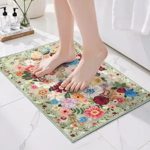 Area rugs 24x17 Inch Home Decor Entry Rug Green, Small Door Mat Bath Mats for Bathroom, Ultra-Thin Non Slip Floral Low Pile Tub Mat for Sink Shower Doorway Tub Kitchen Sink(2 x 1.4 ft, Green Garden) Area rugs 24x17 Inch Home Decor Entry Rug Green, Small Door Mat Bath Mats for Bathroom, Ultra-Thin Non Slip Floral Low Pile Tub Mat for Sink Shower Doorway Tub Kitchen Sink(2 x 1.4 ft, Green Garden)