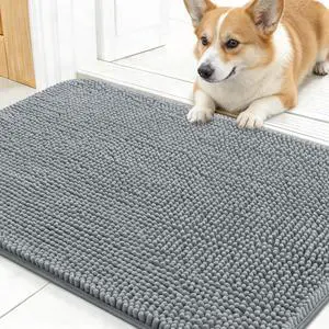 Dog Door Mat for Muddy Paws 24x16, Absorbs Moisture and Dirt, Absorbent Non-Slip Washable Doormat, Quick Dry Chenille Mud Mat for Dogs, Entry Indoor Entryway Carpet for Inside Floor, Grey Dog Door Mat for Muddy Paws 24x16, Absorbs Moisture and Dirt, Absorbent Non-Slip Washable Doormat, Quick Dry Chenille Mud Mat for Dogs, Entry Indoor Entryway Carpet for Inside Floor, Grey