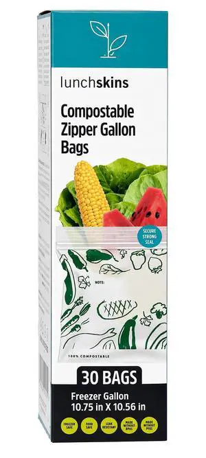 Ziptop Home Compostable & Resealable Freezer-Safe Food Storage Bags, Gallon Size, 30 Bags - Eco-Friendly, Made Without PFAS and BPAS Ziptop Home Compostable & Resealable Freezer-Safe Food Storage Bags, Gallon Size, 30 Bags - Eco-Friendly, Made Without PFAS and BPAS