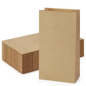 100 Pack Brown Kraft Paper Lunch Bags, 4lb Capacity, 5x2.95x9.45 Inches, Fold Top, Disposable, Brown 100 Pack Brown Kraft Paper Lunch Bags, 4lb Capacity, 5x2.95x9.45 Inches, Fold Top, Disposable, Brown