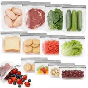 12 Pack Silicone Bags for Food Storage,Reusable Silicone Food Storage Bags,Freezer, Microwave & Dishwasher Safe,Reusable Freezer Food Bags, Leakproof-4 Gallon 4 Snack 4 Sandwich Bags,Grey 12 Pack Silicone Bags for Food Storage,Reusable Silicone Food Storage Bags,Freezer, Microwave & Dishwasher Safe,Reusable Freezer Food Bags, Leakproof-4 Gallon 4 Snack 4 Sandwich Bags,Grey