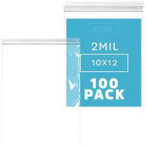 PACK Of 100 , 10"x12" 1 GALLON, CLEAR PLASTIC RECLOSABLE ZIP BAGS,2 mil Thick Poly Baggies With Resealable Zip Top Lock For food, jewelry, medical, and household & office supplies. PACK Of 100 , 10"x12" 1 GALLON, CLEAR PLASTIC RECLOSABLE ZIP BAGS,2 mil Thick Poly Baggies With Resealable Zip Top Lock For food, jewelry, medical, and household & office supplies.
