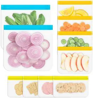 10 Pack Reusable Gallon Freezer Bags, Multicolor 10 Pack Reusable Gallon Freezer Bags, Multicolor