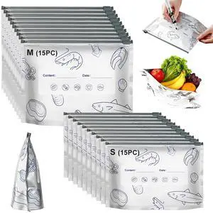 Bolsas de aluminio para congelar Reusable Aluminum Foil Freezer Bags Cleanomic Zip Bags Foil Bags with Markable Surface 2 Sizes 30 Pack Bolsas de aluminio para congelar Reusable Aluminum Foil Freezer Bags Cleanomic Zip Bags Foil Bags with Markable Surface 2 Sizes 30 Pack