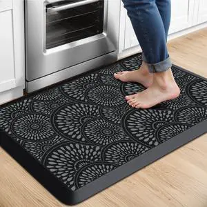 Kitchen Mat, 17.3x28in Heavy Duty Ergonomic Comfort Foam Standing Desk Mat, Waterproof Non-Slip Standing Mats and Rugs for Kitchen, Office, Laundry, Black Kitchen Mat, 17.3x28in Heavy Duty Ergonomic Comfort Foam Standing Desk Mat, Waterproof Non-Slip Standing Mats and Rugs for Kitchen, Office, Laundry, Black